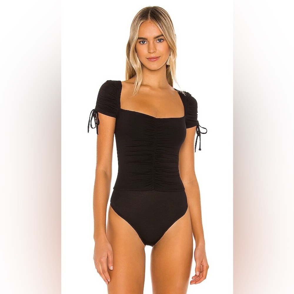 Lovers and Friends Jupiter Black Ruched Bodysuit size Small - Picture 2 of 10